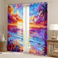 thumbnail image 2 of Erosebridal Rideaux de Plage Rêveurs Lot de 2 (52x63), Rideaux Occultants Floraux Tropicaux 30 %-50 %, Décoration Océan Coucher de Soleil, 2 of 6