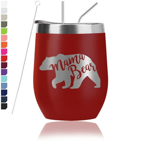 

Mama Bear Personalized Tumbler Red 12oz with Lid and Straw Valentine s Day Gifts Christmas Thanksgiving Mothers Day Gift for Mom Birthday Gifts for Mama