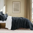 thumbnail image 2 of EVERGRACE Velvet Quilt Set King Size, Luxurious Soft Striped Channel Bedding Set, Lightweight Velvet Comforter for All Season, Oversized Bedspread Coverlet with 2 Matching Shams, Black, 2 of 8