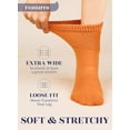 thumbnail image 2 of HUGH UGOLI Women's Cotton Diabetic Ankle Socks, Wide, Loose & Stretchy, Seamless Toe & Non Binding Top, 3 Pairs, Purple/Pumpkin Orange/Blue, Shoe Size: 9-12, 2 of 6