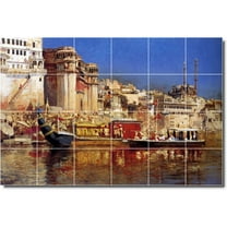 Ceramic Tile Mural-Edwin Weeks Waterfront Painting 157. 25.5" w x 17" h using (24) 4.25 x 4.25 ceramic tiles