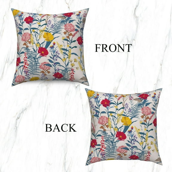 PBOBRIICH Red Yellow Throw Pillow Covers Set of 2, Farmhouse Flower Linen Pillowcase for Bedroom Decor, 20x20 Inch