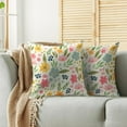 thumbnail image 2 of Spring Floral Pillow Covers 18x18 Set of 2 Cute Wild Flower Pink Yellow Blue Plant Print Decorative Throw Pillow Cases Outdoor Seasonal Farmhouse Decor for Sofa Couch Bed, 2 of 6