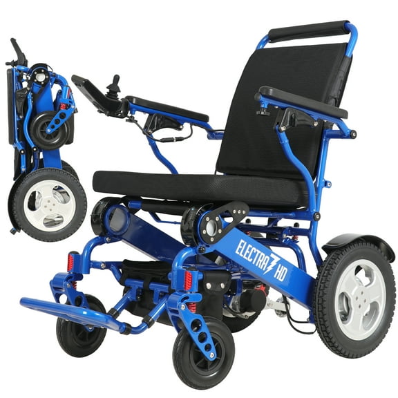 Electra 7 HD Wide Bariatric Foldable Wheelchair (Blue)
