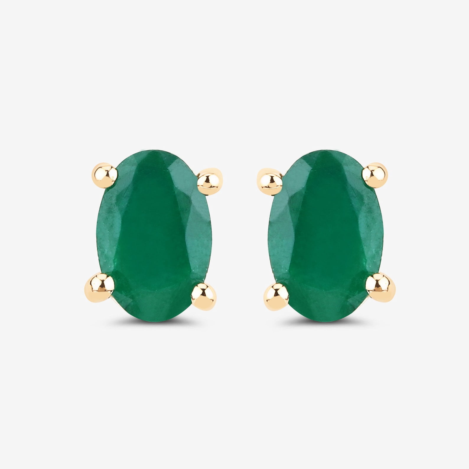 20Ct Emerald Earrings, Genuine Emerald Oval and Diamond 14k Yellow Gold Stud Plated Earrings for Women, Bridesmaid Gift, May Birthstone Gift