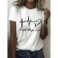 thumbnail image 1 of [Faith Hope Love Graphic Tee] Lightweight Breathable Graphic Tee - Women's "Faith Hope Love" Casual Crew Neck Short Sleeve, Perfect for Spring & Summer, 1 of 7