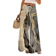 thumbnail image 3 of Women’s Loose Fit Geometric Print Wide Leg Pants with Elastic Drawstring Waist and Functional Pockets for Summer Casual Wear Dark Gray M, 3 of 8