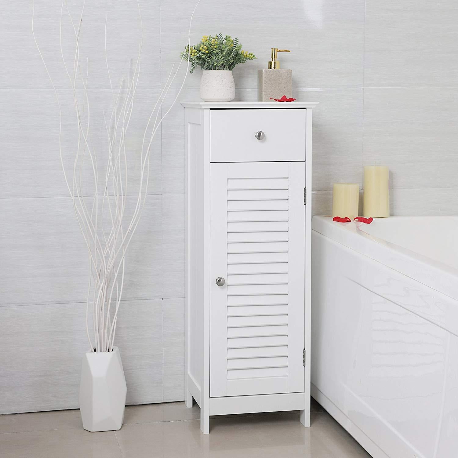 Storage Floor Cabinet Bathroom Organizer Floor Cabinet Drawer Kitchen White 