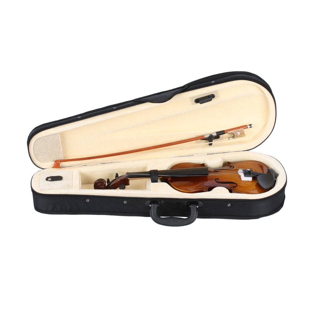 3/4 Student Violin Outfit Advanced Professional Acoustic Violin With Hard Case High Glossy Finish Natural Solid Spruce Wood Handcrafted Full Size Fiddle Kit With Bow Rosin For Students Beginners 4/4