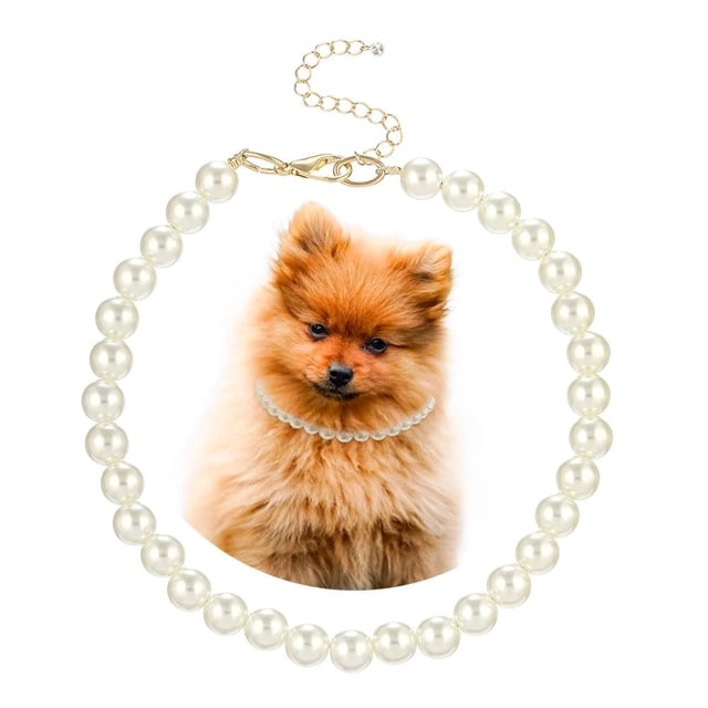 Collier Perlé pour Chien / Collier Perlé Réglable Durable / Collier pour Animaux de Compagnie Mignon / Bijoux pour Fille Rose Accessoires pour Chiot / Collier pour Animaux Cadeau 16 Pouces