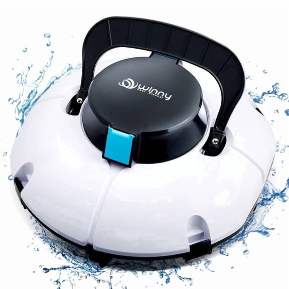 (2025 Upgrade) Cordless Robotic Pool Cleaner, Winny Pool Cleaner Automatic Pool Vacuum with Dual Filters, 80 Mins Runtime, Ideal for Flat Above Pools Up to 645 Sq.Ft (White and Blue)