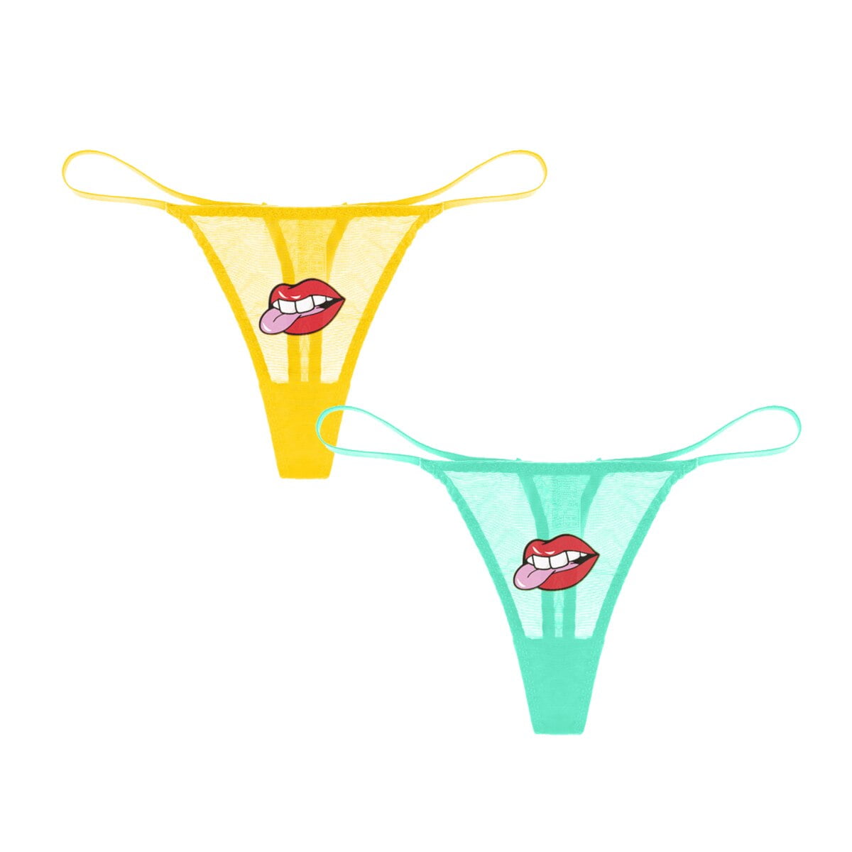 Varsbaby Woman's Sexy G-String Thongs with Lip Cartoon Stickers 2