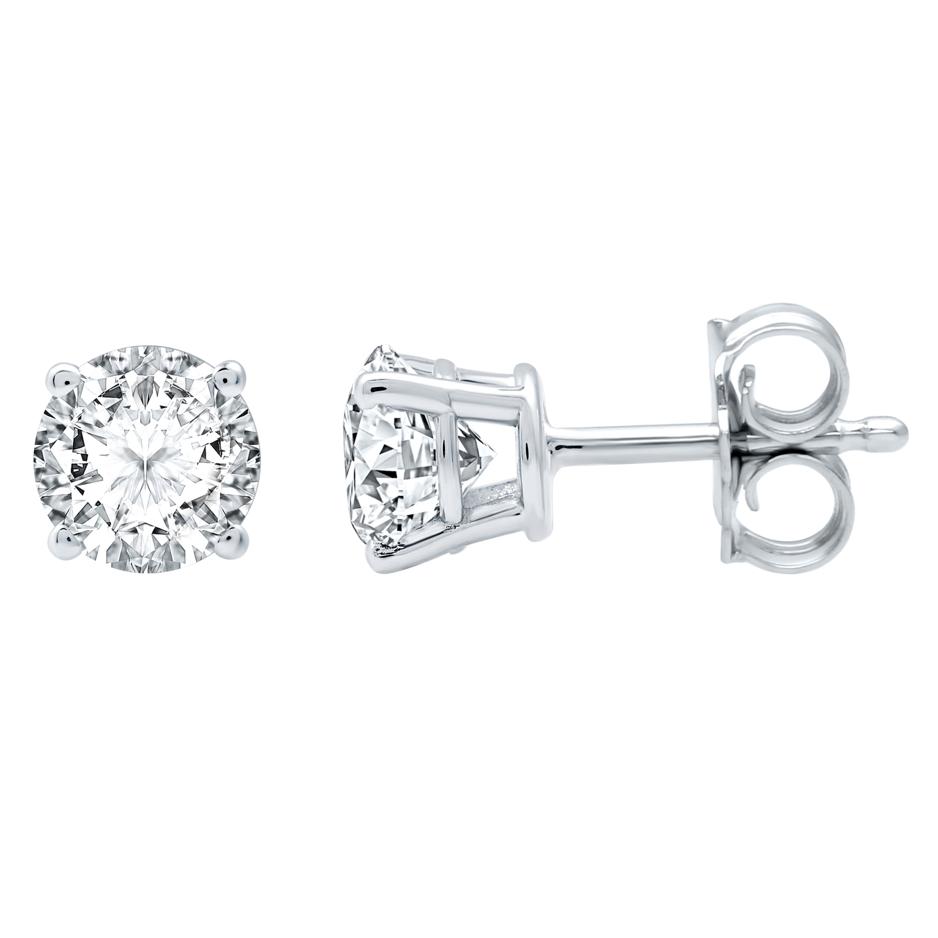 Gilded 1 ct. T.W. Round Lab Diamond (SI1-SI2 Clarity, F-G Color) and 10K White Gold Stud Earrings