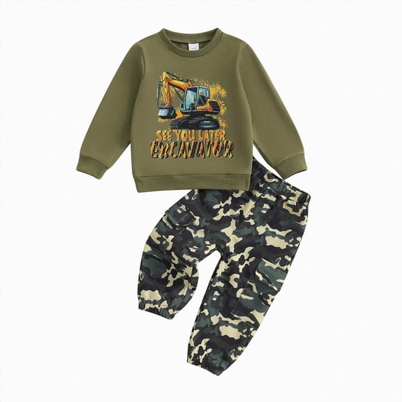 Gerichy Toddler Kids Baby Boy Fall Clothes 12 18 24 Months 3T 4T 5T 6T Letter Print Long Sleeve Tops Camouflage Pants Winter Outfits