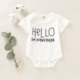 thumbnail image 3 of Newborn Baby Girls Romper 3 Months Baby Girls Jumpsuit Onesies Bodysuit 6 Months Baby Girls Short Sleeve Letter Print Romper,White, 3 of 7