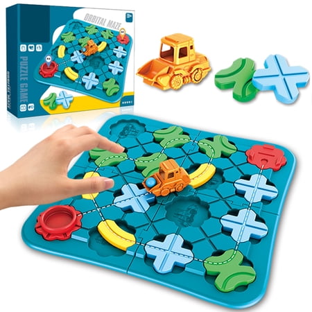 Adifare Logical Road Builder Toy,Road Builder Game Smart Logical 4 Levels and 100+ Challenges Build-A-Track Early Educational Logic Board Game for Home Travel Kids