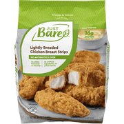 Just Bare Frozen Fully Cooked Lightly Breaded Breast Strip 24 oz, 16g Protein, serving size 2 pieces