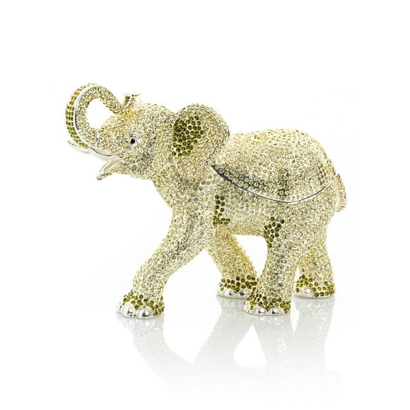 Keren Kopal Figurine Éléphant en Argent Boîte à Bibelots Rangement Bijoux Peint à la Main Idée Cadeau Animal Thaïlande Édition Limitée