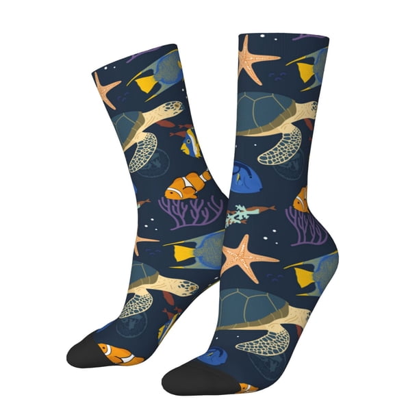Balery Undersea Animals Calcetas Largas con Estampado para Hombre y Mujer – Suaves y Transpirables, Talla Única (US 5-11)
