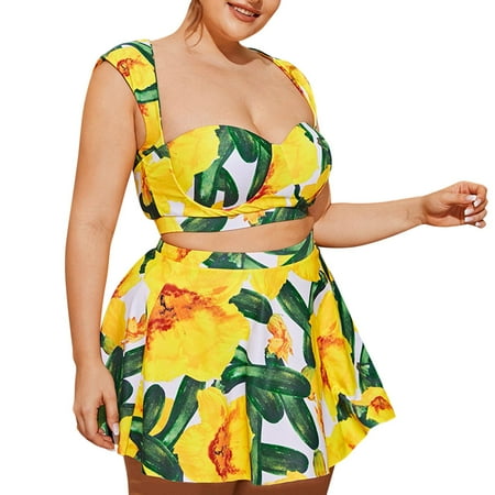 MSJUHEG Swimsuit Sets Bikini Swimsuit Bikini Sets for Women Swimsuit Bikini Set Two Piece Bathing Suit Hollow Halter Bikini Beach Swimsuit Bikini for Women Bathing Suit for Women Bikini Yellow XL