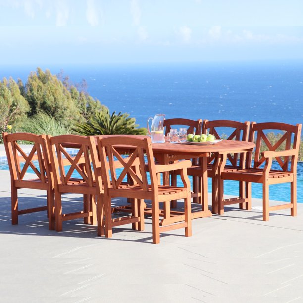 Malibu Ecofriendly 7piece Outdoor Hardwood Dining Set with Oval