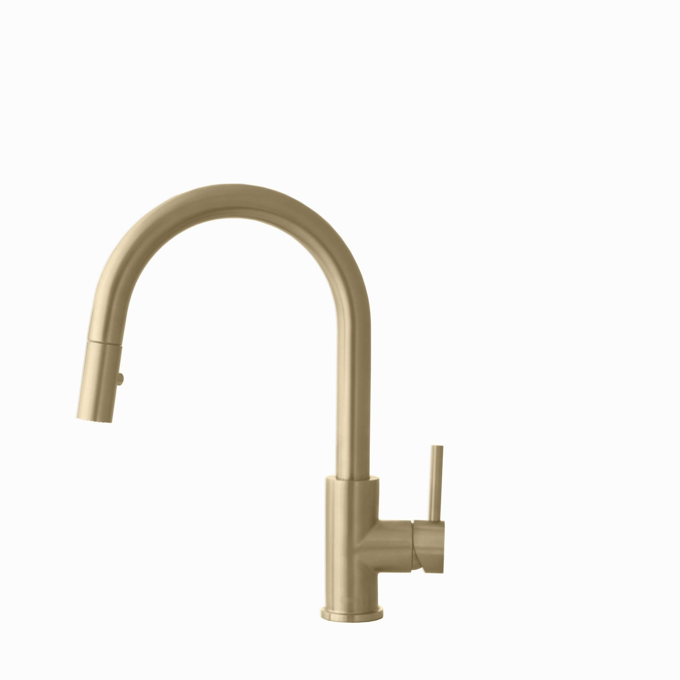 Stylish Modena Ht 14" Brushed Gold Single Handle Pull Down Kitchen Faucet K-131G