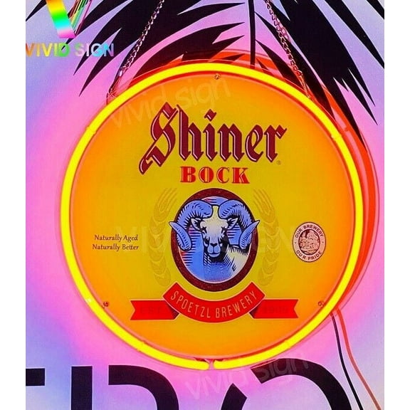 Queen Sense 12" Shiner Bocks Beer Ram Neon Sign Acrylic Man Cave Handmade Neon Light 114SBBRLBA2