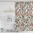 thumbnail image 3 of Red Floral Shower Curtain Set, Waterproof Shower Curtains for Bathroom, Botanical Watercolor Vintage Flower Leaf Washable Fabric Cloth Bath Curtain for Bathtub Decoration with Hooks 60x72 Inches, 3 of 6