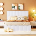 thumbnail image 2 of Full size white upholstered platform bed with hydraulic storage - Store quilts and sheets easily in bedroom, 2 of 2