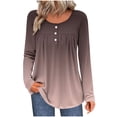 thumbnail image 2 of Neewe Women Tops Loose Fit Long Sleeve Round Neck Button T Shirts Business Casual Blouses Dressy Fall Fashion Work Clothes, 2 of 6