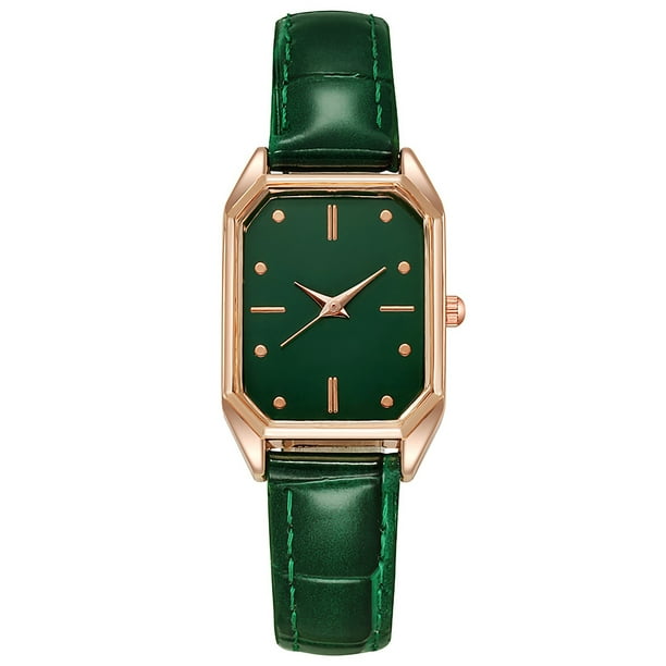 Reloj Allon de moda, elegante, temperamento, acero inoxidable, delicado, reloj de pulsera de cuarzo para mujer, color verde