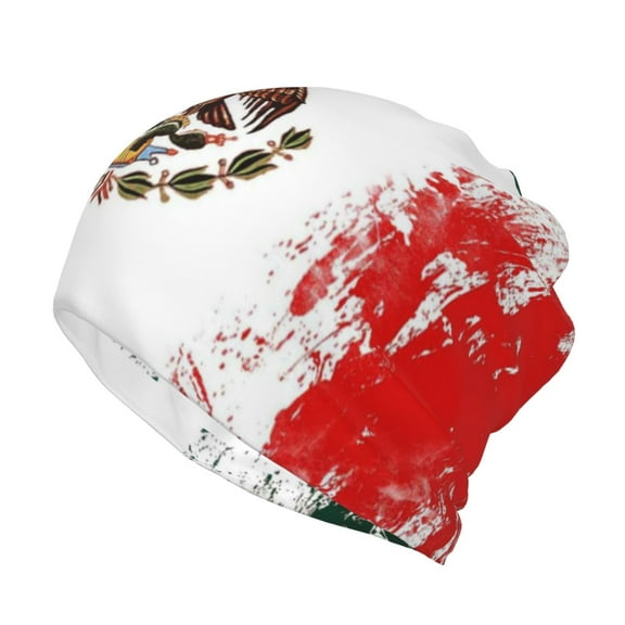 Mexican Flag Print Beanie Skull Cap Lightweight Hip Hop Dwarf Hat Beanie Hat For Women Men