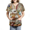 thumbnail image 3 of ADSSDQ Easter Scrub Tops Women Stretchy Vneck Short Sleeve Funny Easter Eggs Bunny Rabbit Print Nurse Working Uniforms with 2 Pockets Army Green M, 3 of 6