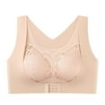 thumbnail image 3 of LLYwey Seamless No Wire Bras for Women On Clearance Women's Seamless Lace Front Buckle Sports Bra Without Underwire Support Push up Bra Women's Plus Size Nylon Demi Cup Bra Style LW-245 Beige XXL, 3 of 3
