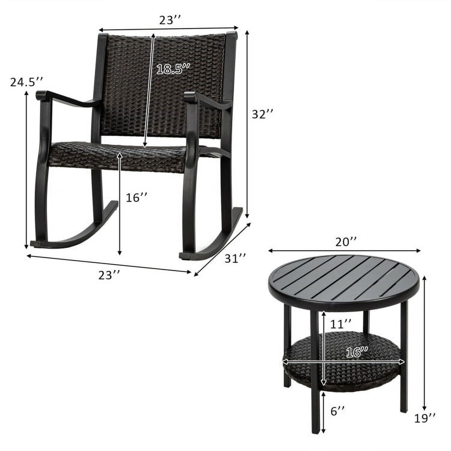 Aimee Lii 3 Pieces Wicker Patio Furniture Set with Coffee Table and Rocking Chairs, Small Patio Set