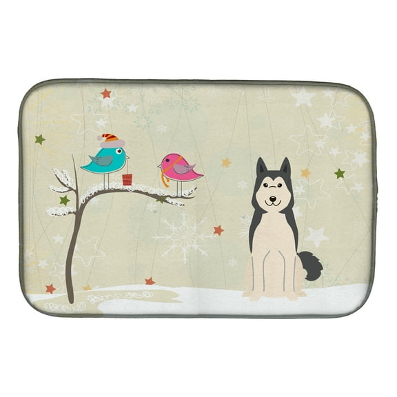 Christmas Presents between Friends West Siberian Laika Spitz Dish Drying Mat