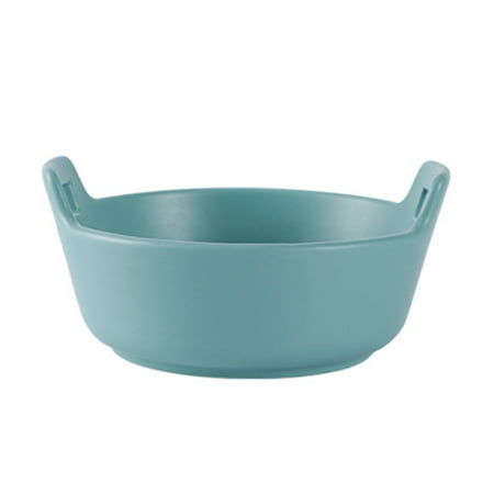 

1PC 7inch Ceramic Instant Noodle Bowl with Double Handle Salad Soup Bowl Food Container (Matte Green)