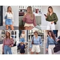 thumbnail image 4 of PRETTYGARDEN Women's Business Casual V Neck Wrap Blouse Lace Trim Soft Crop Tops, Smocked Waist Long Sleeve Shirts, Dressy Casual Office Work Going Out Outfits, Fall Clothes, 4 of 9
