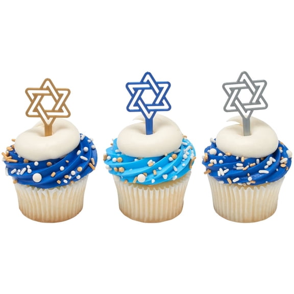 CakeDrake Star of David Cake Picks Decorative Toppers 12 Count Blue