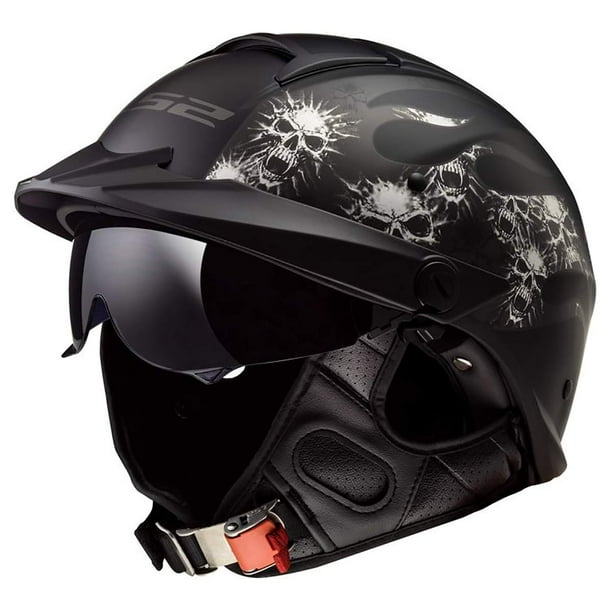 Casco Semicerrado para Motocicleta LS2 Rebellion Bones Talla XS