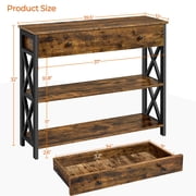 Yaheetech 2-Tier X-Design Wooden Console Table for Entryway, Rustic Brown