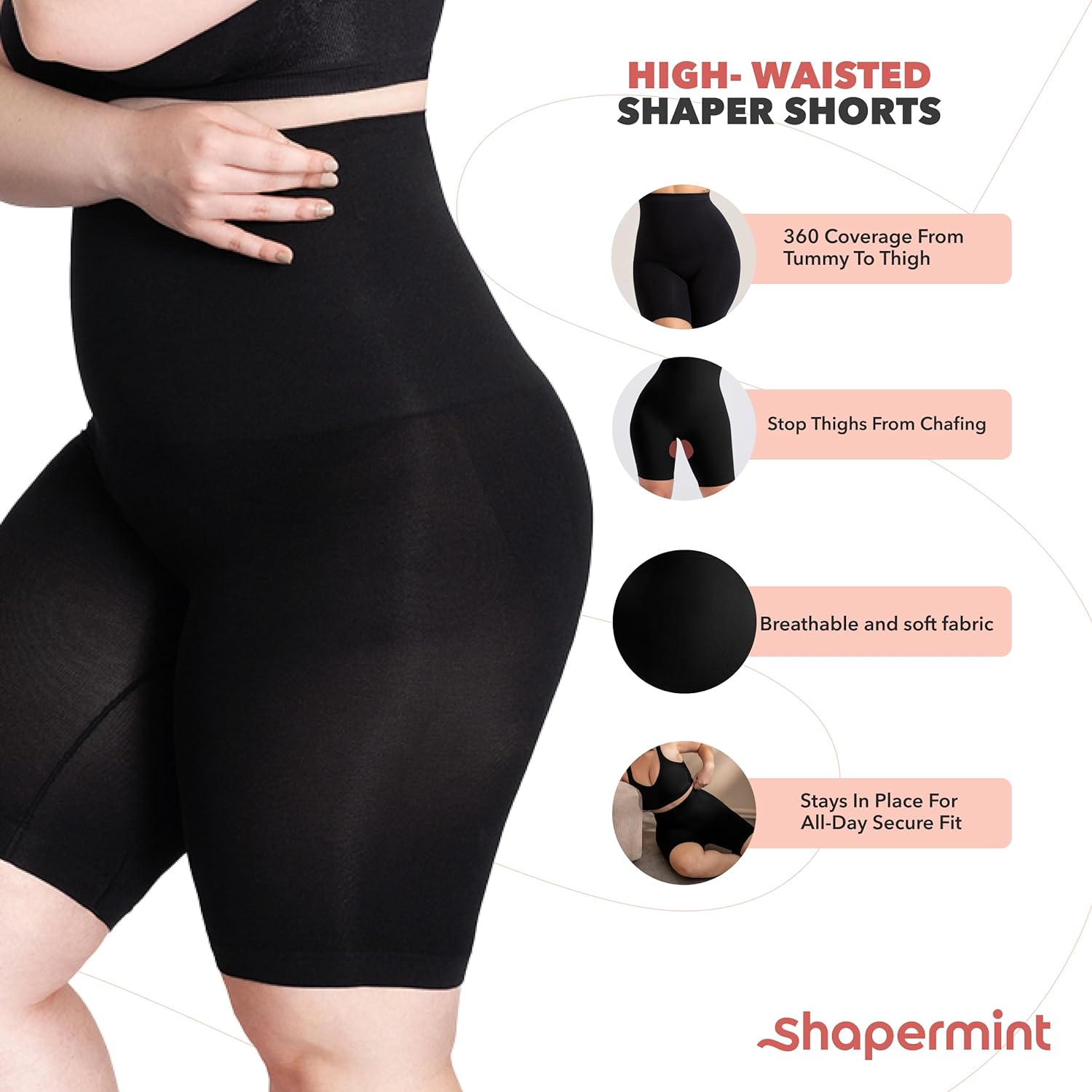 Shapermint Women’s All Day Every Day High Waisted Shaper Shorts - image 4 of 7