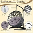 thumbnail image 4 of Noaman Cat Swing Bed with Stand & Cushion, Gray Indoor/Outdoor Hanging Egg Chair for Cats & Small Dogs, Rattan Wicker Design, 19.3in Height, 18.9in Width, 4 of 17