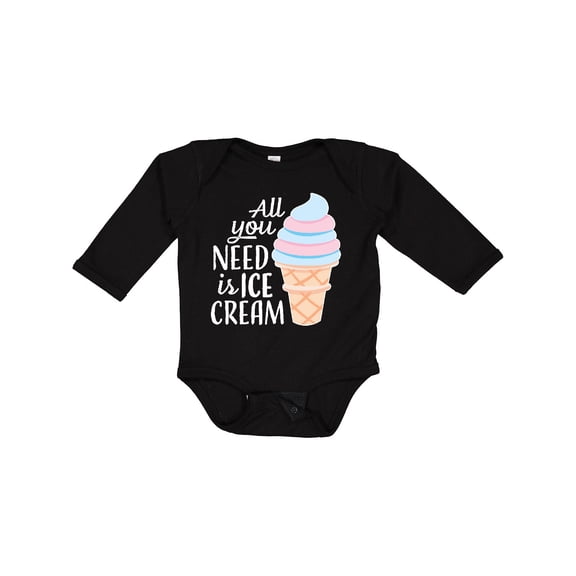 Inktastic All You Need is Ice Cream with Ice Cream Cone Boys or Girls Long Sleeve Baby Bodysuit