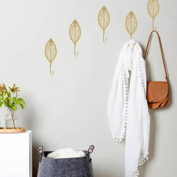 Boreal Craft Brass Pot Hangers for Kitchen Wall Mount Decorative Leaves Ir On Hooks 4pcs Gold Leaf Shape Wall Mounted Hooks Modern Key Holder Wall Mounted Gold Singl E Prong Hat Hanger Home O Ffice