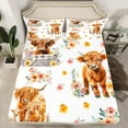thumbnail image 2 of Homewish Farmhouse Highland Cow Full Size Sheets,Multicolor Country Floral Bed Sheets,White Brown Sheet Sets For Girls,Breathable Home Decor,4pcs, 2 of 7