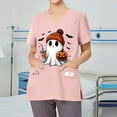 thumbnail image 6 of HaHaHappy Halloween Womens Scrubs Plus Size V Neck Horror Ghost and Pumpkin Printed Spooky Scrub Tops Funny Short Sleeve Scrub Shirts Nurse Holiday Nursing Uniform with Pockets Pink 2XL, 6 of 6