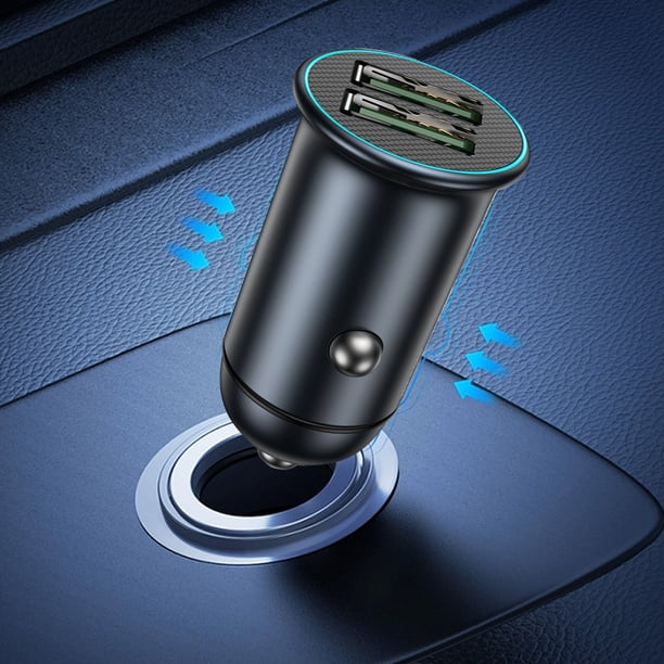 Cargador De Coche De 60 W, Doble Usb-c Pd Qc3.0, Adaptador De Carga Rápida Con Cuerpo Totalmente Metálico Para Protección Contra Sobrecalentamiento, Ajuste Compacto Al Ras Para Toma De