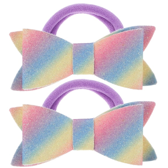 LOLIPPYY 2Pcs Sparkly Bow Hair Ties for Girls Easy to Wear Fashionable Design