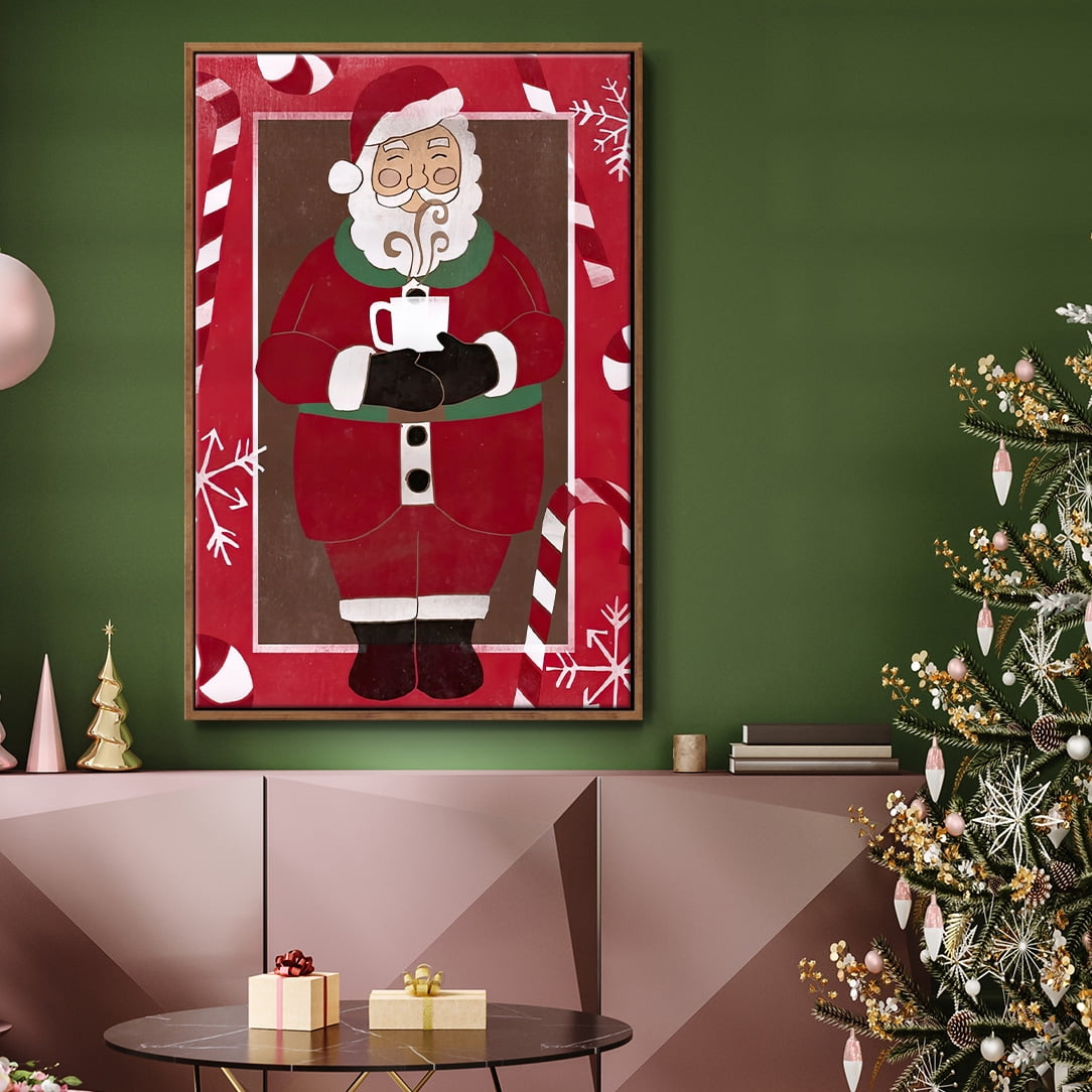 Cozy Cocoa Christmas Collection B - Framed Gallery Wrapped Holiday Canvas - 17 x 25 - Rosewood Frame
